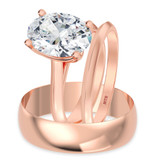 Photo of Jena 3 ct tw. Lab Grown Diamond Oval Solitaire Trio Set 10K Rose Gold [BT2166R-I295]