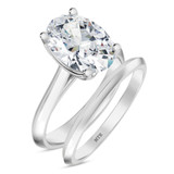 Photo of Jena 3 ct tw. Lab Grown Diamond Oval Solitaire Bridal Set 10K White Gold [BR2166W-I295]