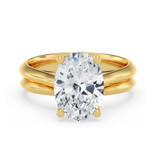 Photo of Jena 3 ct tw. Lab Grown Diamond Oval Solitaire Bridal Set 10K Yellow Gold [BR2166Y-I295]