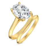 Photo of Jena 3 ct tw. Lab Grown Diamond Oval Solitaire Bridal Set 10K Yellow Gold [BR2166Y-I295]