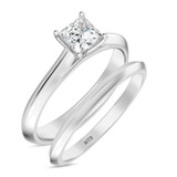 Photo of Jena 1/2 ct tw. Lab Grown Diamond Princess Solitaire Bridal Set 14K White Gold [BR2160W-C000]