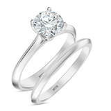 Photo of Jena 1 ct tw. Diamond Round Solitaire Bridal Set 10K White Gold [BR2185W-R095]