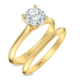 Photo of Jena 1 ct tw. Diamond Round Solitaire Bridal Set 14K Yellow Gold [BR2185Y-R095]