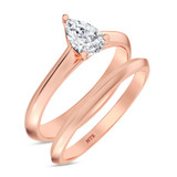 Photo of Jena 1/2 ct tw. Lab Grown Diamond Pear Solitaire Bridal Set 14K Rose Gold [BR1928R-C000]