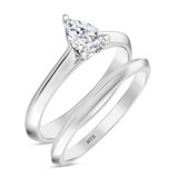 Photo of Jena 1/2 ct tw. Lab Grown Pear Solitaire Bridal Set 10K White Gold [BR1928W-C000]