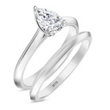Photo of Jena 3/4 ct tw. Lab Grown Diamond Pear Solitaire Bridal Set 14K White Gold [BR2225W-C000]