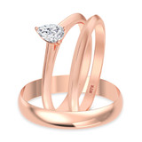 Photo of Jena 1/4 ct tw. Diamond Pear Solitaire Trio Set 14K Rose Gold [BT2238R-F023]
