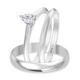 Photo of Jena 1/4 ct tw. Diamond Pear Solitaire Trio Set 14K White Gold [BT2238W-F023]