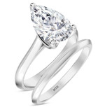 Photo of Jena 3 ct tw. Lab Grown Diamond Pear Solitaire Bridal Set 14K White Gold [BR2169W-M295]