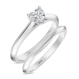 Photo of Jena 1/2 ct tw. Lab Grown Diamond Heart Solitaire Bridal Set 10K White Gold [BR2173W-C000]