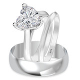 Photo of Jena 3 ct tw. Lab Grown Diamond Heart Solitaire Trio Set 14K White Gold [BT2176W-W295]