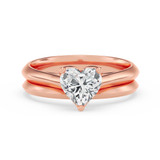 Photo of Jena 1 ct tw. Lab Grown Diamond Heart Solitaire Bridal Set 10K Rose Gold [BR2174R-C000]