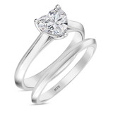 Photo of Jena 1 ct tw. Lab Grown Diamond Heart Solitaire Bridal Set 14K White Gold [BR2174W-C000]