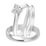 Photo of Jena 1/2 ct tw. Lab Grown Diamond Heart Solitaire Trio Set 10K White Gold [BT2173W-C000]