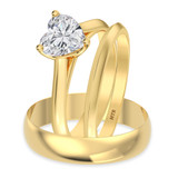 Photo of Jena 3/4 ct tw. Lab Grown Diamond Heart Solitaire Trio Set 10K Yellow Gold [BT2223Y-C000]