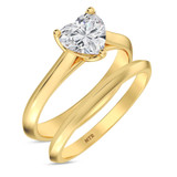 Photo of Jena 1 ct tw. Diamond Heart Solitaire Bridal Set 14K Yellow Gold [BR2205Y-H095]