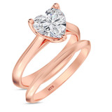 Photo of Jena 2 ct tw. Lab Grown Diamond Heart Solitaire Bridal Set 14K Rose Gold [BR2175R-W195]
