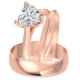 Photo of Jena 2 ct tw. Diamond Heart Solitaire Trio Set 14K Rose Gold [BT2206R-H195]