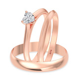 Photo of Jena 1/4 ct tw. Lab Grown Diamond Heart Solitaire Trio Set 14K Rose Gold [BT2222R-C000]