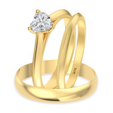 Photo of Jena 1/2 ct tw. Diamond Heart Solitaire Trio Set 10K Yellow Gold [BT2204Y-H045]