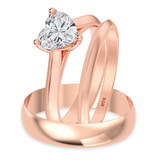 Photo of Jena 1 ct tw. Lab Grown Diamond Heart Solitaire Trio Set 10K Rose Gold [BT2174R-C000]