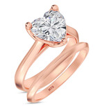 Photo of Jena 3 ct tw. Lab Grown Diamond Heart Solitaire Bridal Set 14K Rose Gold [BR2176R-W295]