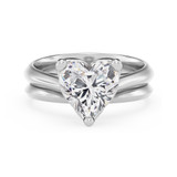 Photo of Jena 3 ct tw. Lab Grown Diamond Heart Solitaire Bridal Set 14K White Gold [BR2176W-W295]