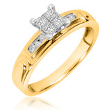 Photo of Willow 3/8 ct tw. Diamond Princess Cluster Trio Set 14K Yellow Gold [BT525YE-C000]