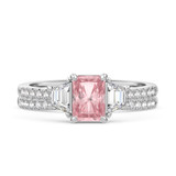 Photo of Alwin 1 3/4 ct tw. Lab Grown Radiant Solitaire Pink Diamond Bridal Set 10K White Gold [BR2100W-ZP090]