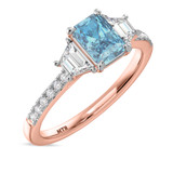 Photo of Alwin 1 7/8 ct tw. Lab Grown Radiant Solitaire Blue Diamond Trio Set 10K Rose Gold [BT2101RE-ZB090]