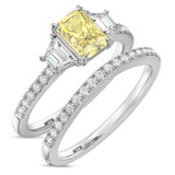 Photo of Alwin 1 3/4 ct tw. Lab Grown Radiant Solitaire Yellow Diamond Bridal Set 10K White Gold [BR2102W-ZY090]