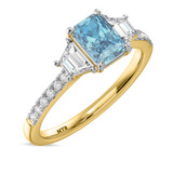 Photo of Alwin 1 7/8 ct tw. Lab Grown Radiant Solitaire Blue Diamond Trio Set 14K Yellow Gold [BT2101YE-ZB090]