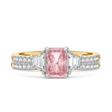 Photo of Alwin 1 3/4 ct tw. Lab Grown Radiant Solitaire Pink Diamond Bridal Set 14K Yellow Gold [BR2100Y-ZP090]