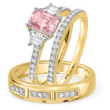 Photo of Alwin 1 7/8 ct tw. Lab Grown Radiant Solitaire Pink Diamond Trio Set 14K Yellow Gold [BT2100Y-ZP090]
