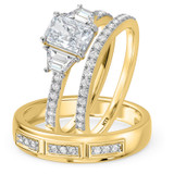 Photo of Alwin 1 7/8 ct tw. Lab Grown Radiant Solitaire Diamond Trio Set 14K Yellow Gold [BT2103Y-Z095]