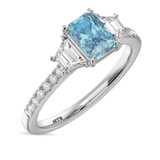 Photo of Alwin 1 7/8 ct tw. Lab Grown Radiant Solitaire Blue Diamond Trio Set 10K White Gold [BT2101WE-ZB090]