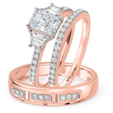Photo of Alwin 1 7/8 ct tw. Lab Grown Radiant Solitaire Diamond Trio Set 10K Rose Gold [BT2103R-Z095]