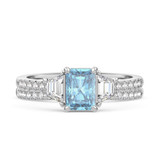 Photo of Alwin 1 3/4 ct tw. Lab Grown Radiant Solitaire Blue Diamond Bridal Set 10K White Gold [BR2101W-ZB090]