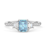 Photo of Alwin 1 3/4 ct tw. Lab Grown Radiant Solitaire Blue Diamond Bridal Set 14K White Gold [BT2101WE-ZB090]