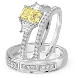 Photo of Alwin 1 7/8 ct tw. Lab Grown Radiant Solitaire Yellow Diamond Trio Set 10K White Gold [BT2102W-ZY090]
