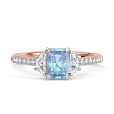 Photo of Aurel 1 5/8 ct tw. Lab Grown Radiant Solitaire Blue Diamond Engagement Ring 14K Rose Gold [BT2105RE-ZB090]