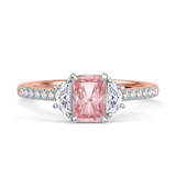 Photo of Aurel 1 3/4 ct tw. Lab Grown Radiant Solitaire Pink Diamond Bridal Set 14K Rose Gold [BT2104RE-ZP090]