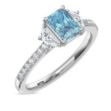 Photo of Aurel 1 3/4 ct tw. Lab Grown Radiant Solitaire Blue Diamond Bridal Set 14K White Gold [BT2105WE-ZB090]