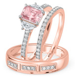 Photo of Aurel 1 7/8 ct tw. Lab Grown Radiant Solitaire Pink Diamond Trio Set 14K Rose Gold [BT2104R-ZP090]