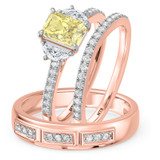 Photo of Aurel 1 7/8 ct tw. Lab Grown Radiant Solitaire Yellow Diamond Trio Set 14K Rose Gold [BT2106R-ZY090]