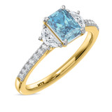 Photo of Aurel 1 3/4 ct tw. Lab Grown Radiant Solitaire Blue Diamond Bridal Set 14K Yellow Gold [BT2105YE-ZB090]