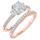 Photo of Aurel 1 3/4 ct tw. Lab Grown Radiant Solitaire Diamond Bridal Set 14K Rose Gold [BR2107R-Z095]
