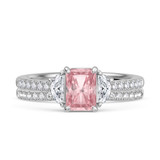Photo of Aurel 1 3/4 ct tw. Lab Grown Radiant Solitaire Pink Diamond Bridal Set 14K White Gold [BR2104W-ZP090]