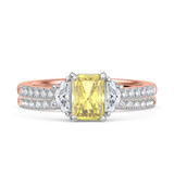 Photo of Aurel 1 3/4 ct tw. Lab Grown Radiant Solitaire Yellow Diamond Bridal Set 10K Rose Gold [BR2106R-ZY090]