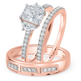 Photo of Aurel 1 7/8 ct tw. Lab Grown Radiant Solitaire Diamond Trio Set 14K Rose Gold [BT2107R-Z095]